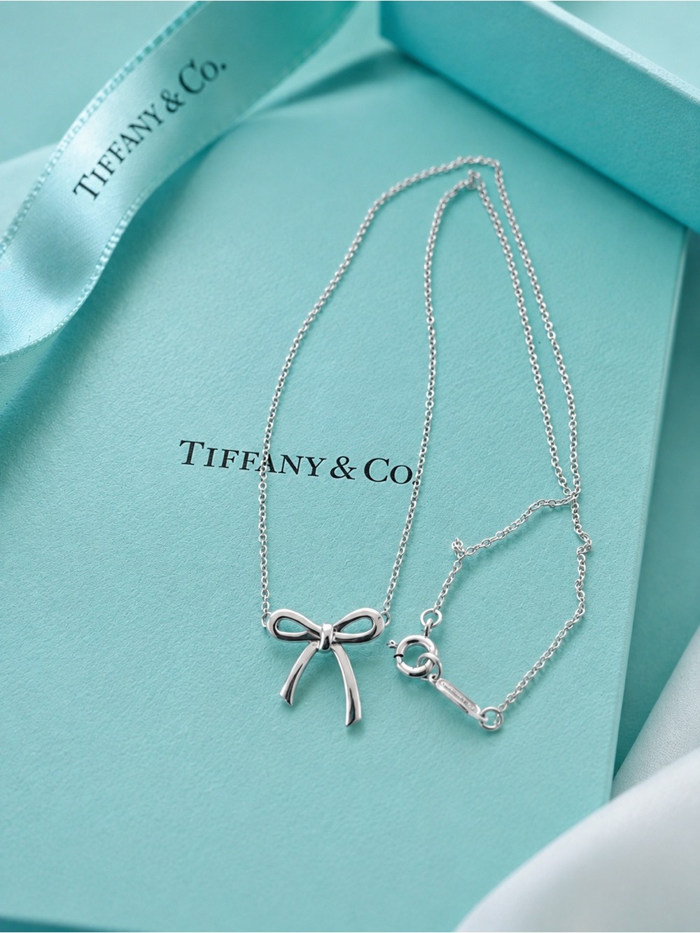 Tiffany & Co. Silver Bow Pendant Necklace